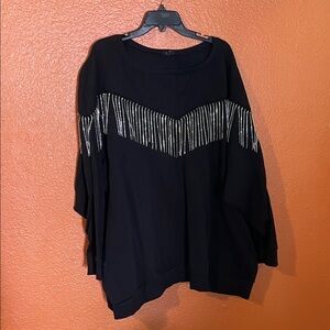 Torrid Black Sweatshirt with Silver Fringe